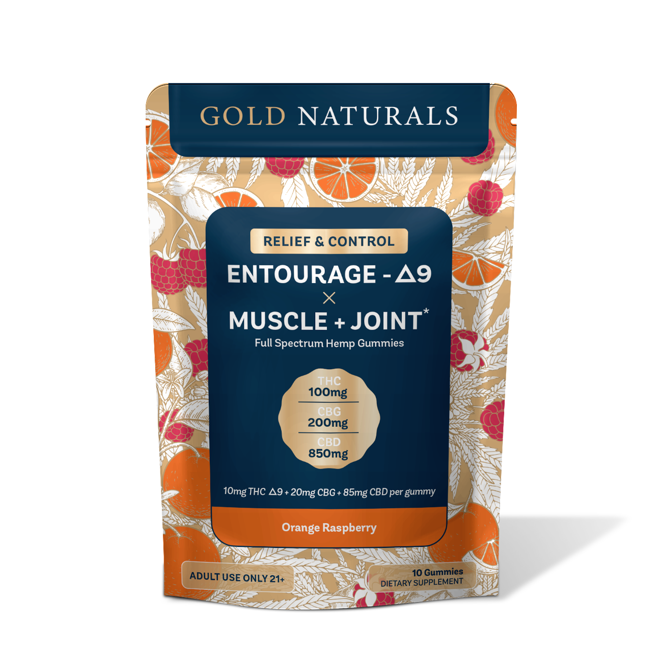 Gold Naturals Muscle & Joint Entourage Δ9 Gummy 10-Pack