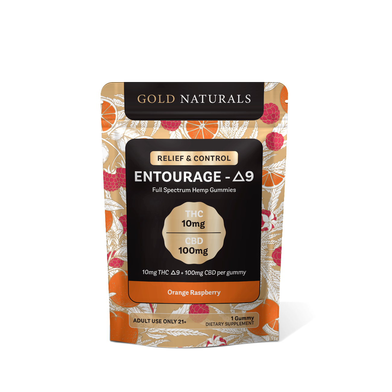 Gold Naturals Delta 9 THC Gummies 1 Pack - Orange Raspberry