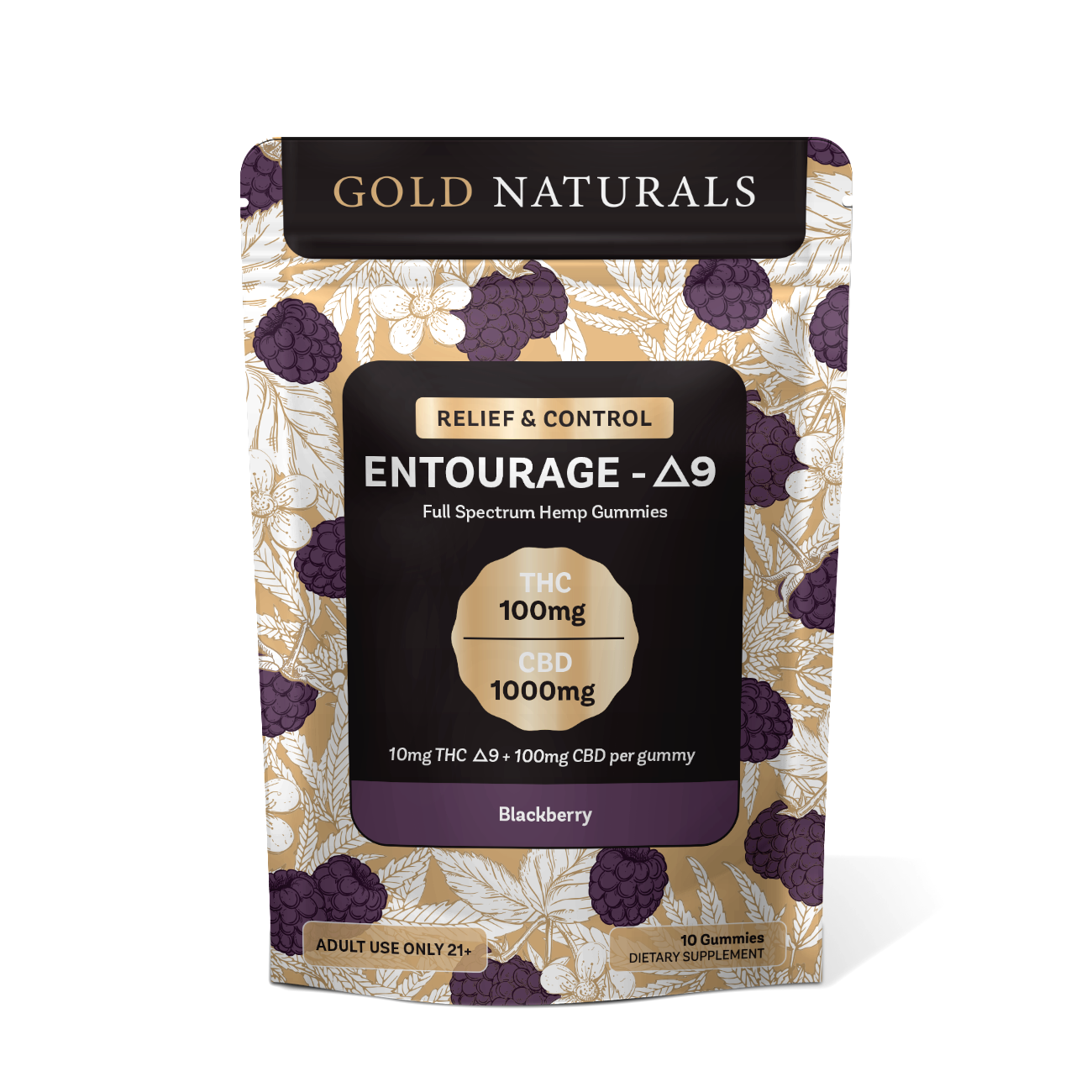 Gold Naturals Blackberry Δ9 THC Gummies – 10 Pack, Full Spectrum Hemp Extract