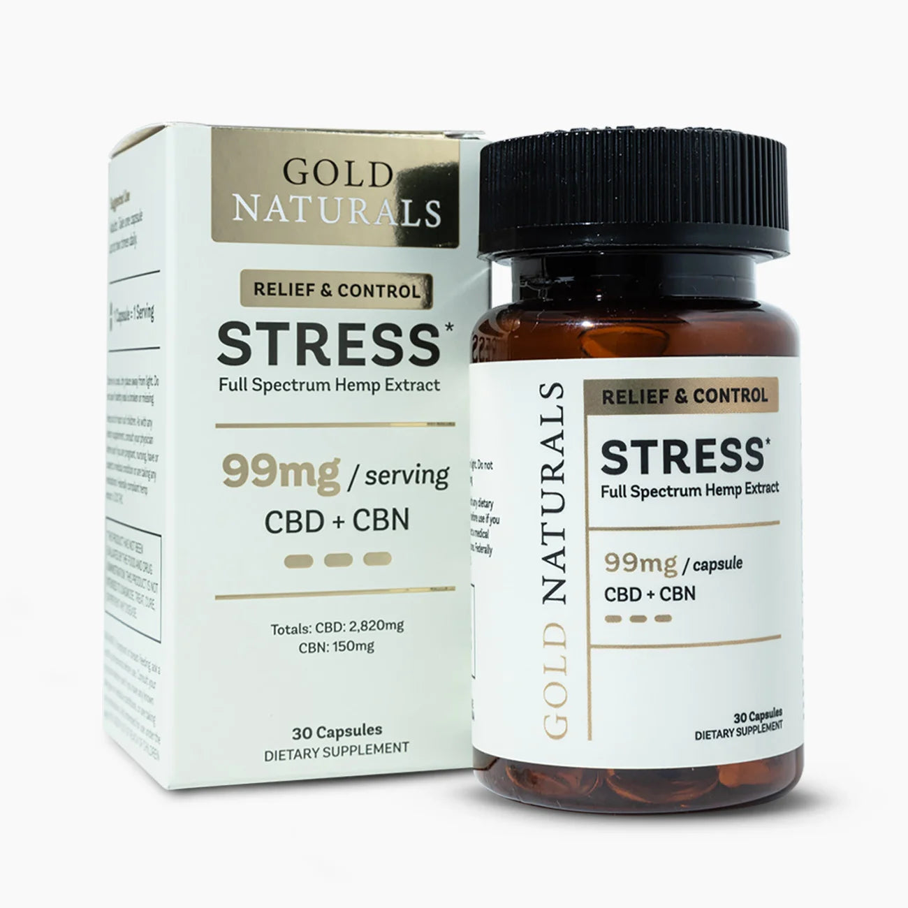 Gold Naturals Stress Relief Soft Gels – Heavy Strength, Full Spectrum Hemp Extract