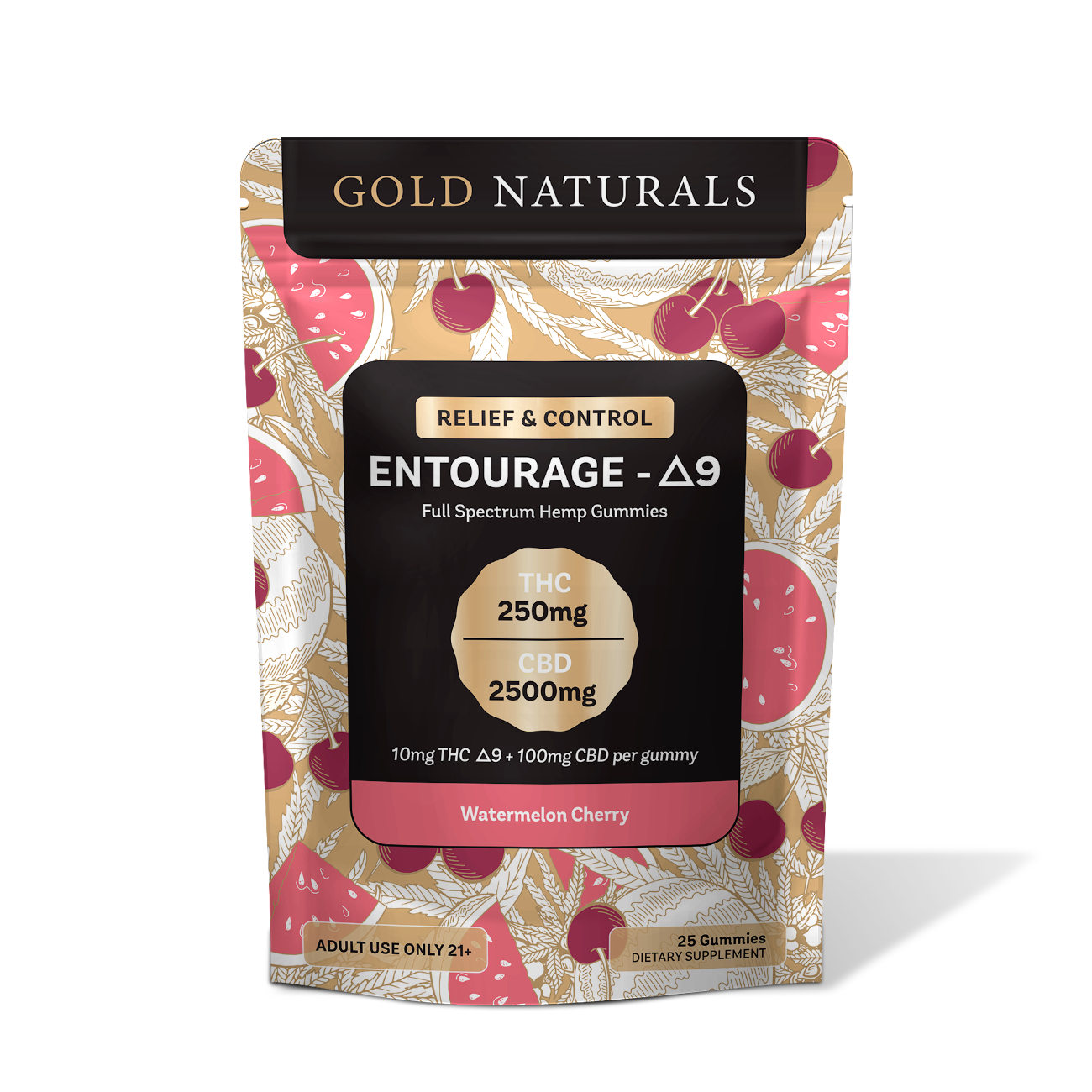 Gold Naturals Watermelon Cherry 25 Pack Gummies