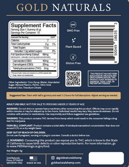 5 mg Entourage Δ9 x Muscle + Joint Gummy - Utah Compliant