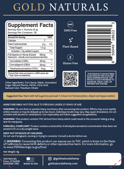 5 mg Entourage Δ9 x Muscle + Joint Gummy - Utah Compliant