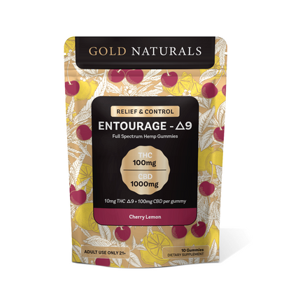 Entourage Δ9 THC Gummies for Relaxation, Stress Relief, and Better Sleep – Full Spectrum Hemp Extract Full-Spectrum Δ9 THC Gummies with CBD for Sleep and Relaxation
Δ9 THC Gummies for Stress Relief, Relaxation, and Sleep – Full Spectrum Hemp Cherry Lemon