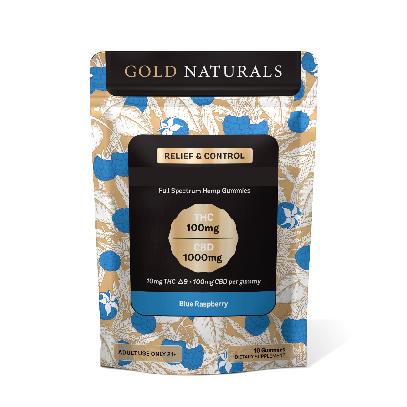 Gold Naturals Blue Raspberry 10-pack bag