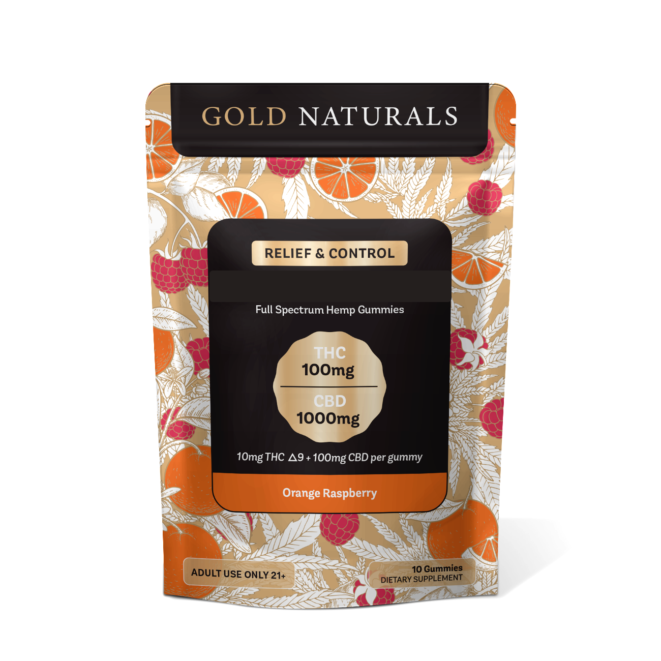 Gold Naturals Orange Raspberry 10-pack bag